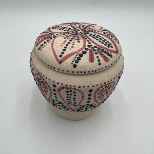 Ceramic project small ginger jar Mandela pattern dots